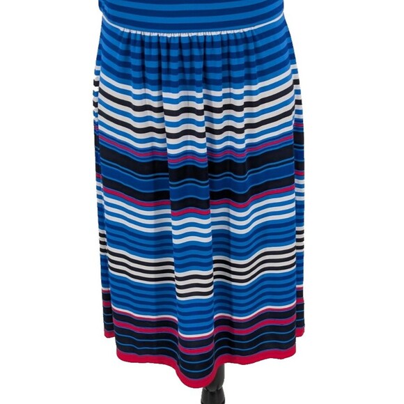 Talbots Dress Med Blue Navy Red Stripe Nautical Preppy Business - Picture 6 of 12